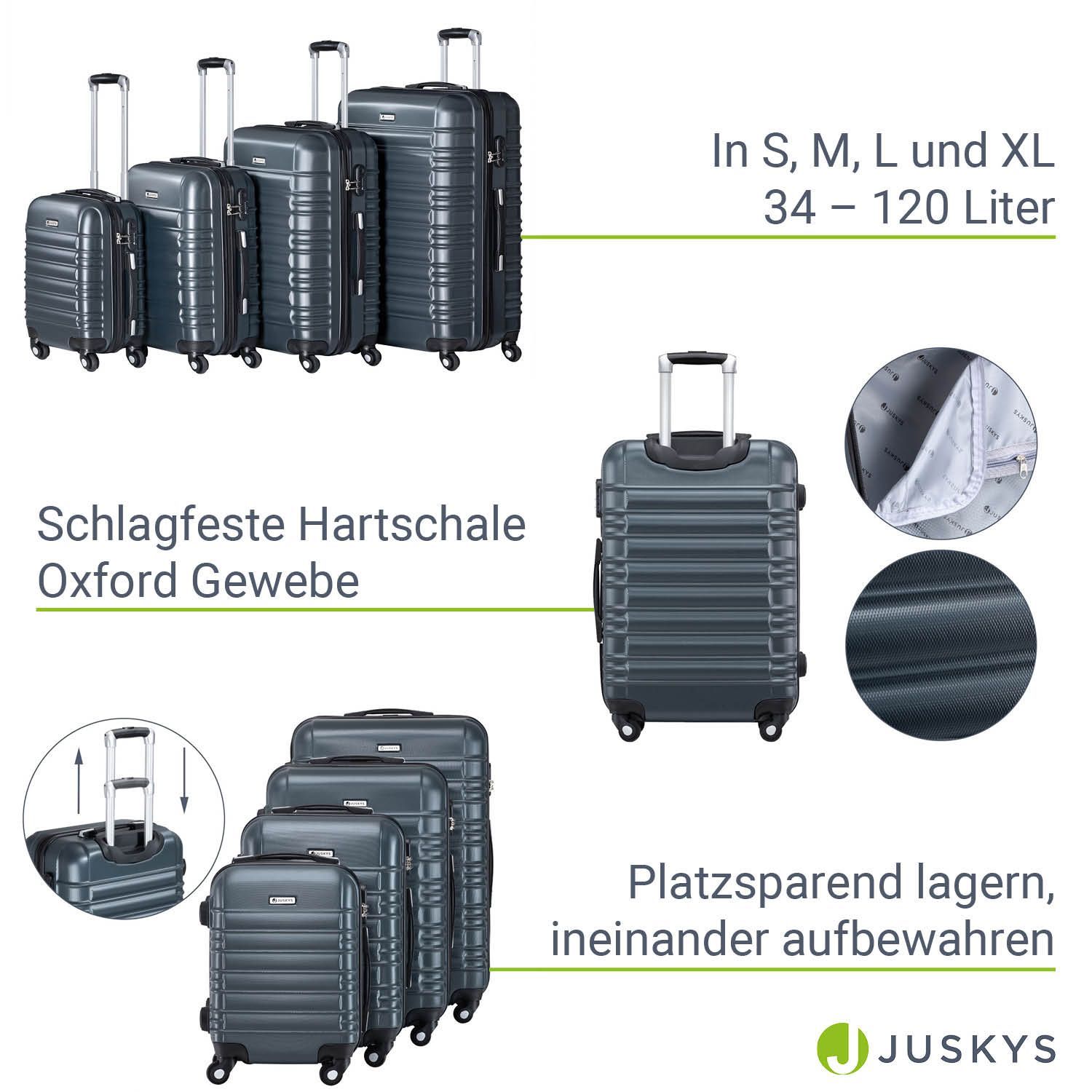 Juskys Hartschale Kofferset Rom Reisekoffer 4 teilig - Zahlenschloss, 360° Rollen - Anthrazit