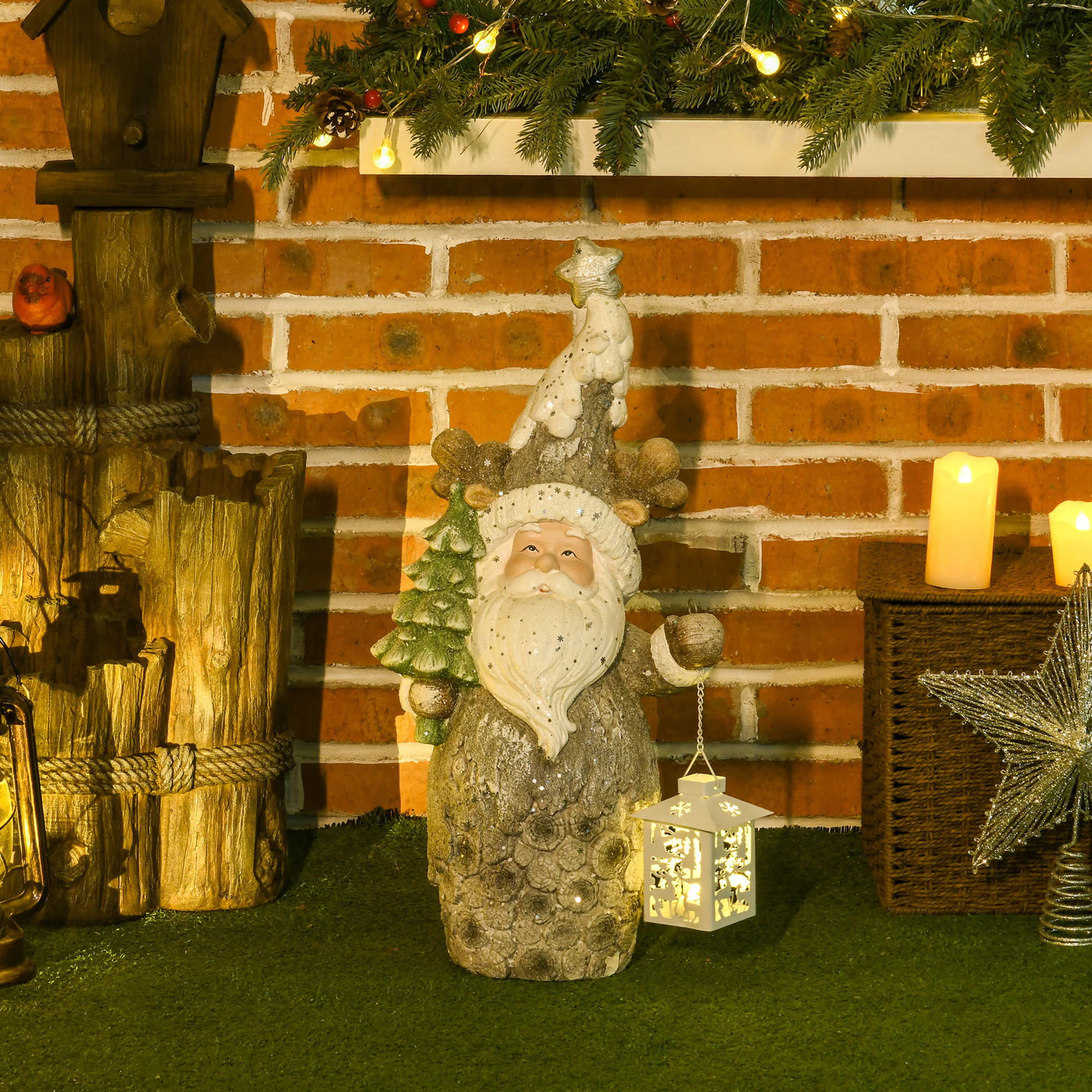 HOMCOM Weihnachtsfigur Wichtel mit LED-Licht bunt 29L x 16B x 55H cm