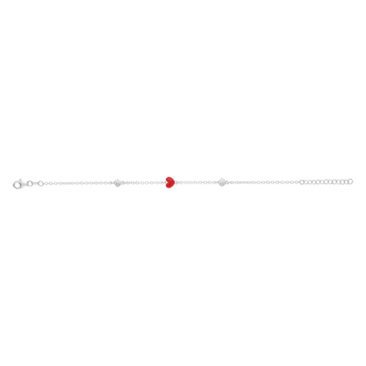 Bracelet argent 925 laque coeurs 20 cm