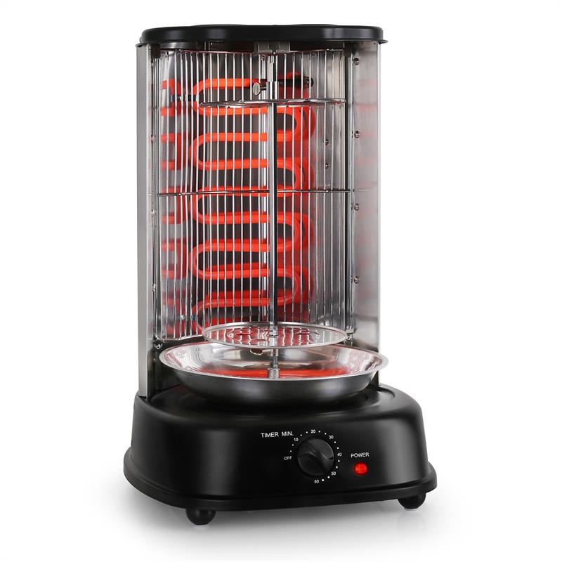 Kebap Master Vertikalgrill 1800W Schwarz inkl. Spieß Set Schwarz