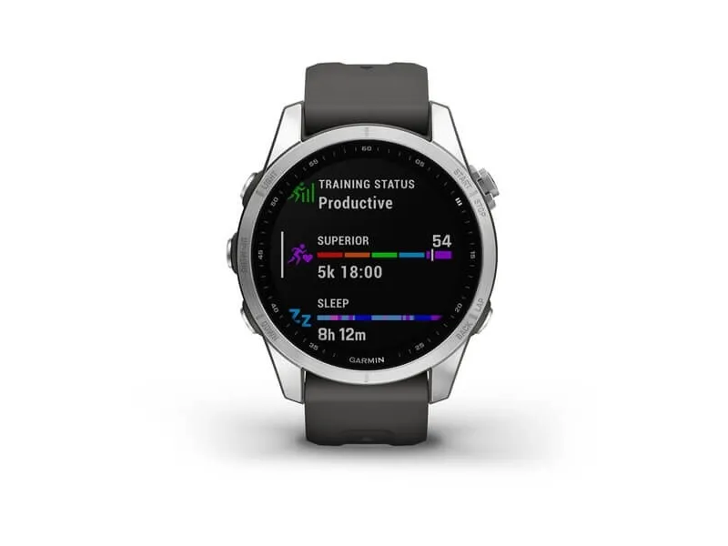 Garmin fenix 7S - 42 mm - sølv - sportsur med bånd - silikone - grafit - håndledsstørrelse: 108-182 mm - display 1.2