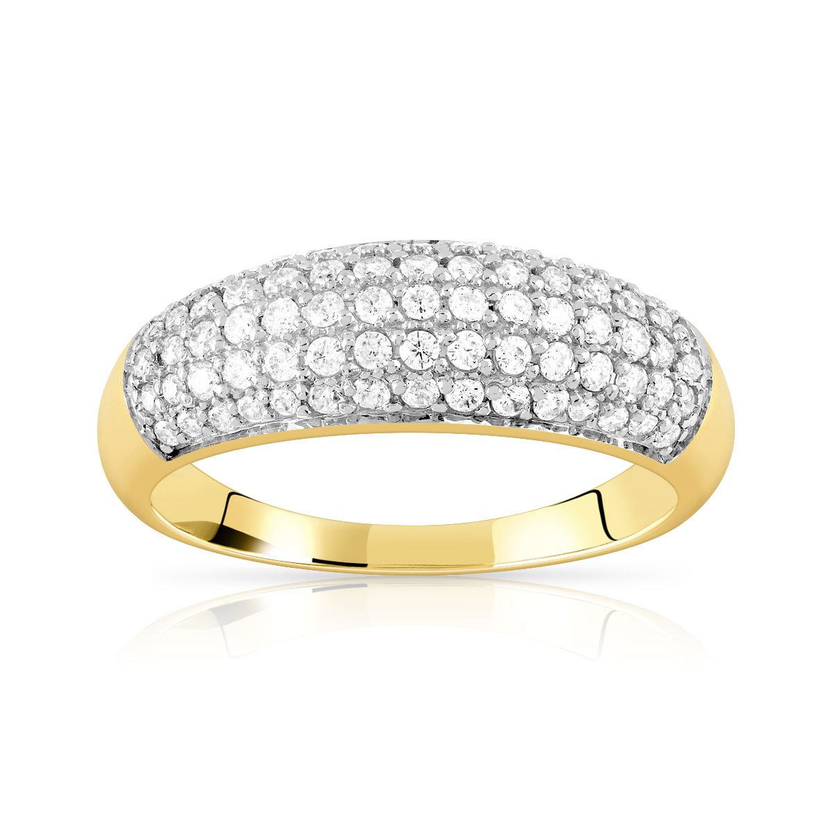 Bague or 375 2 tons bombée zirconias