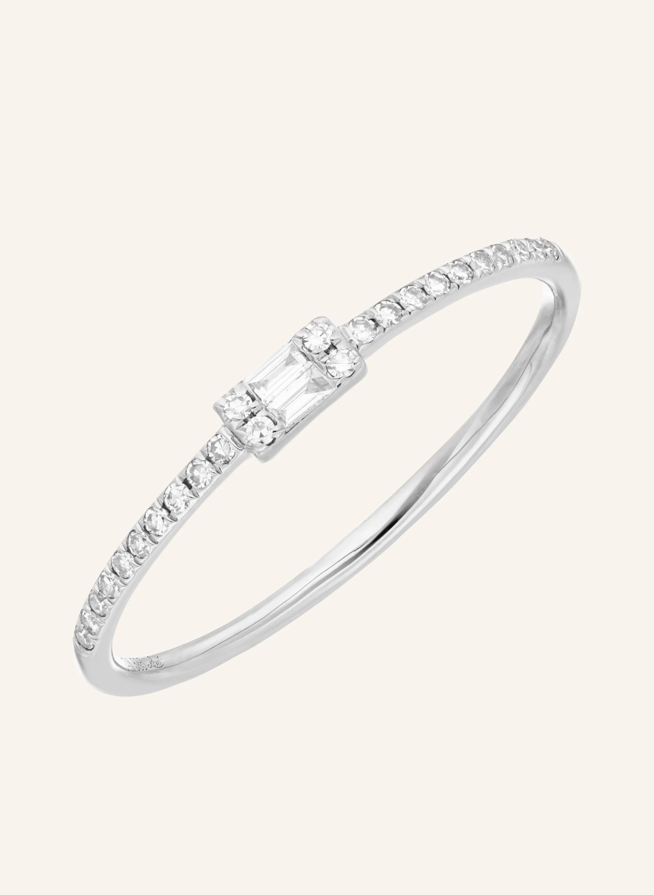 Leaf Ring TINY BAQUETTE aus 14 Karat Weißgold mit Diamanten