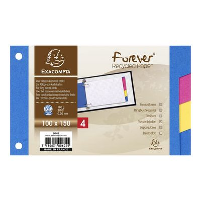 Exacompta Forever - Intercalaire 4 positions - pour fiches Bristol 10 x 15 cm - carte recyclée