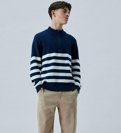 LMTD Bluse - Strik - NlmNurjo - Dark Sapphire m. Striber