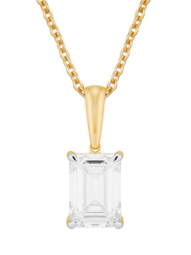 Brillant-Anhänger & Kette, 2.0 ct., Emerald-Cut, LG, Gold 585