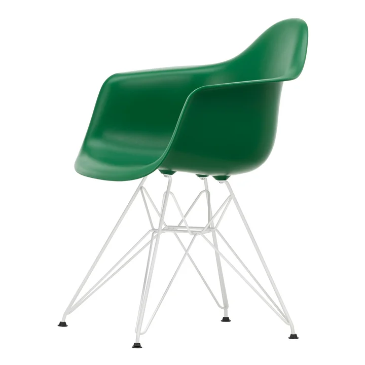 Vitra - Eames Plastic Armchair DAR RE, weiss / smaragd (Filzgleiter basic dark)