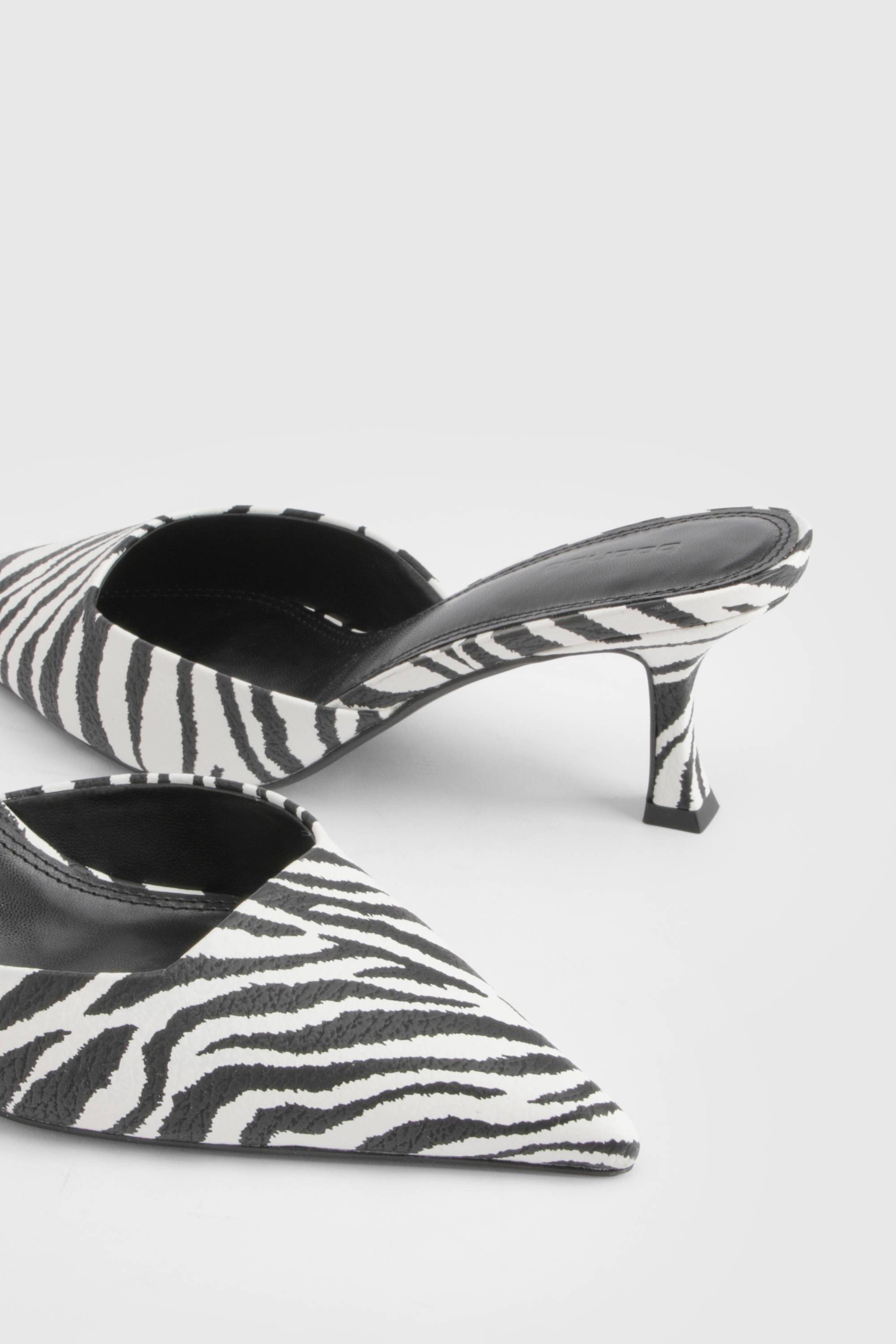 boohoo Mules À Bout Carré Imprimé Zèbre
