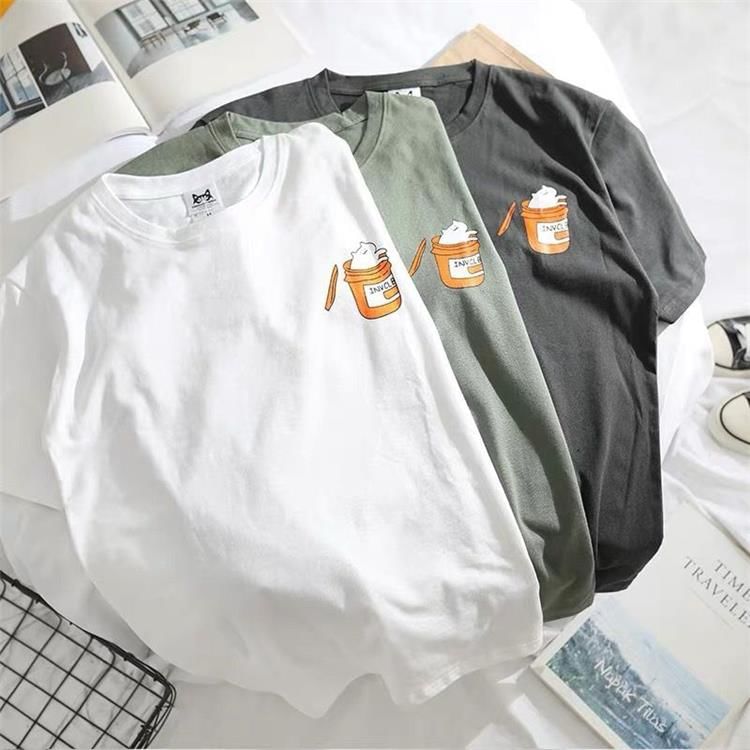 Bay Go Mall - T-shirt met korte mouwen, ronde hals en borduurwerk / T-shirt met grafische print