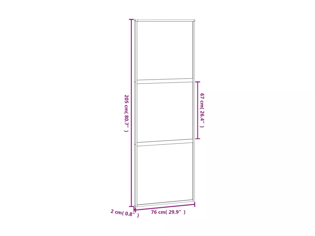 Porte coulissante blanc 76x205 cm verre trempé aluminium