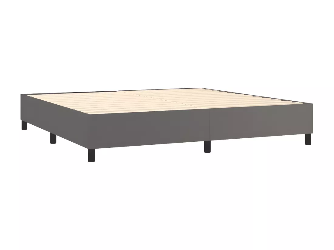 Sommier tapissier et matelas et LED Gris 200x200 cm Similicuir