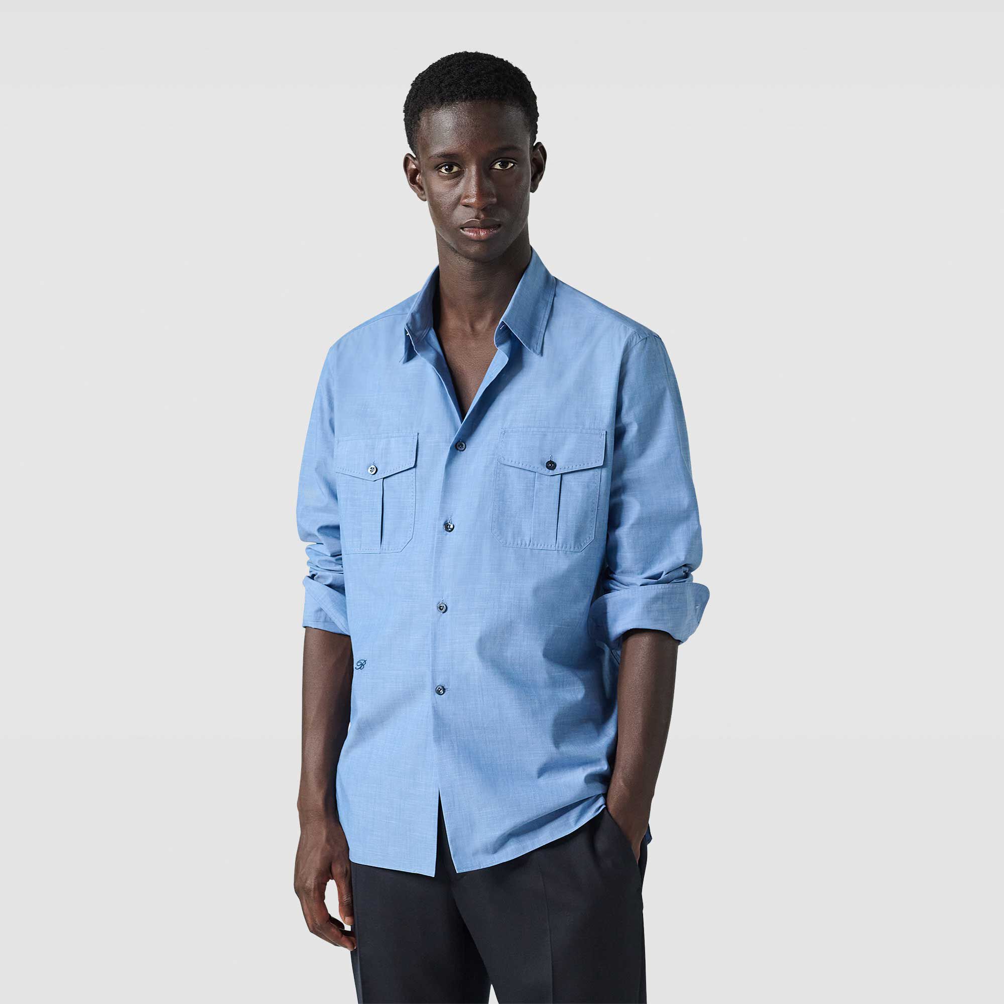 Chemise Militaire En Chambray De Coton