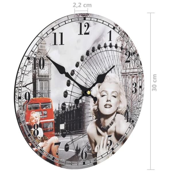 vidaXL Veggklokke vintage Marilyn Monroe 30 cm