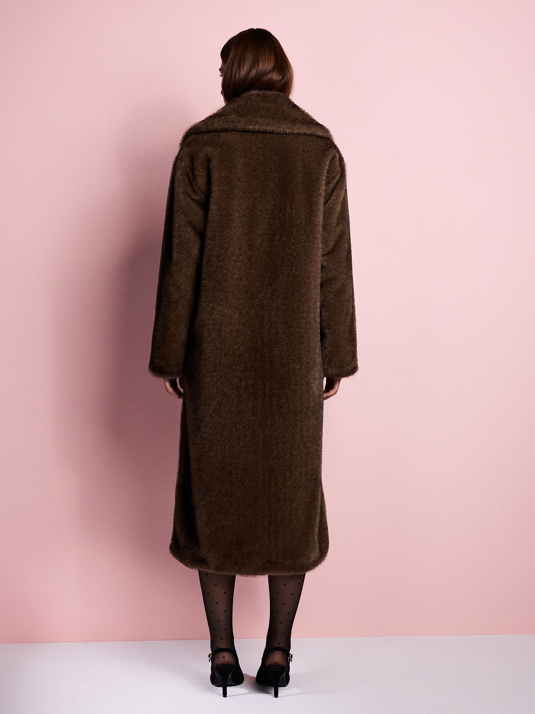 Chocoladebruin - Tabitha Simmons X Next Premium Long Faux Fur Coat
