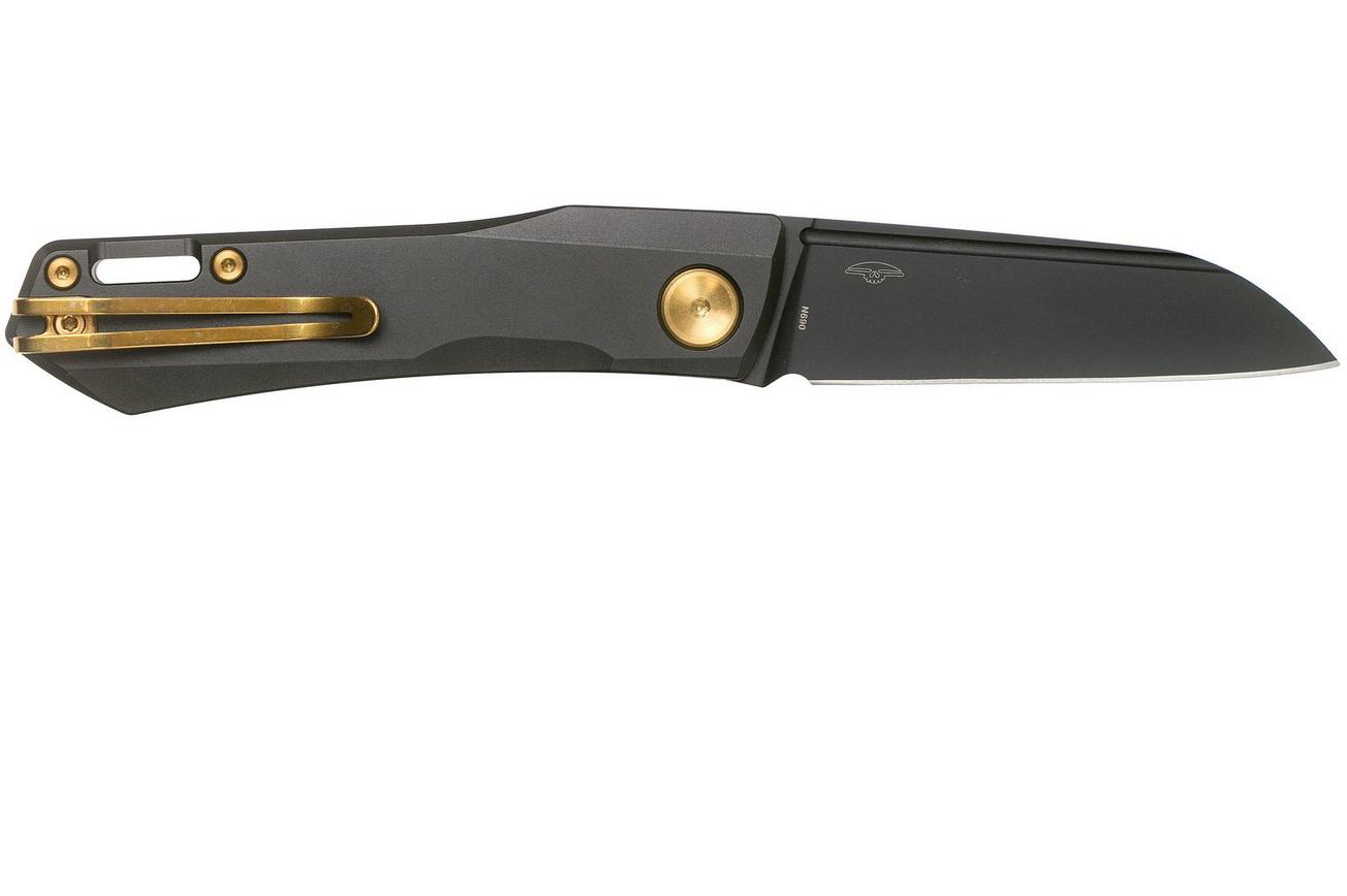 Real Steel Solis 7063G Black Titanium, Gold, slipjoint zakmes, Poltergeist design