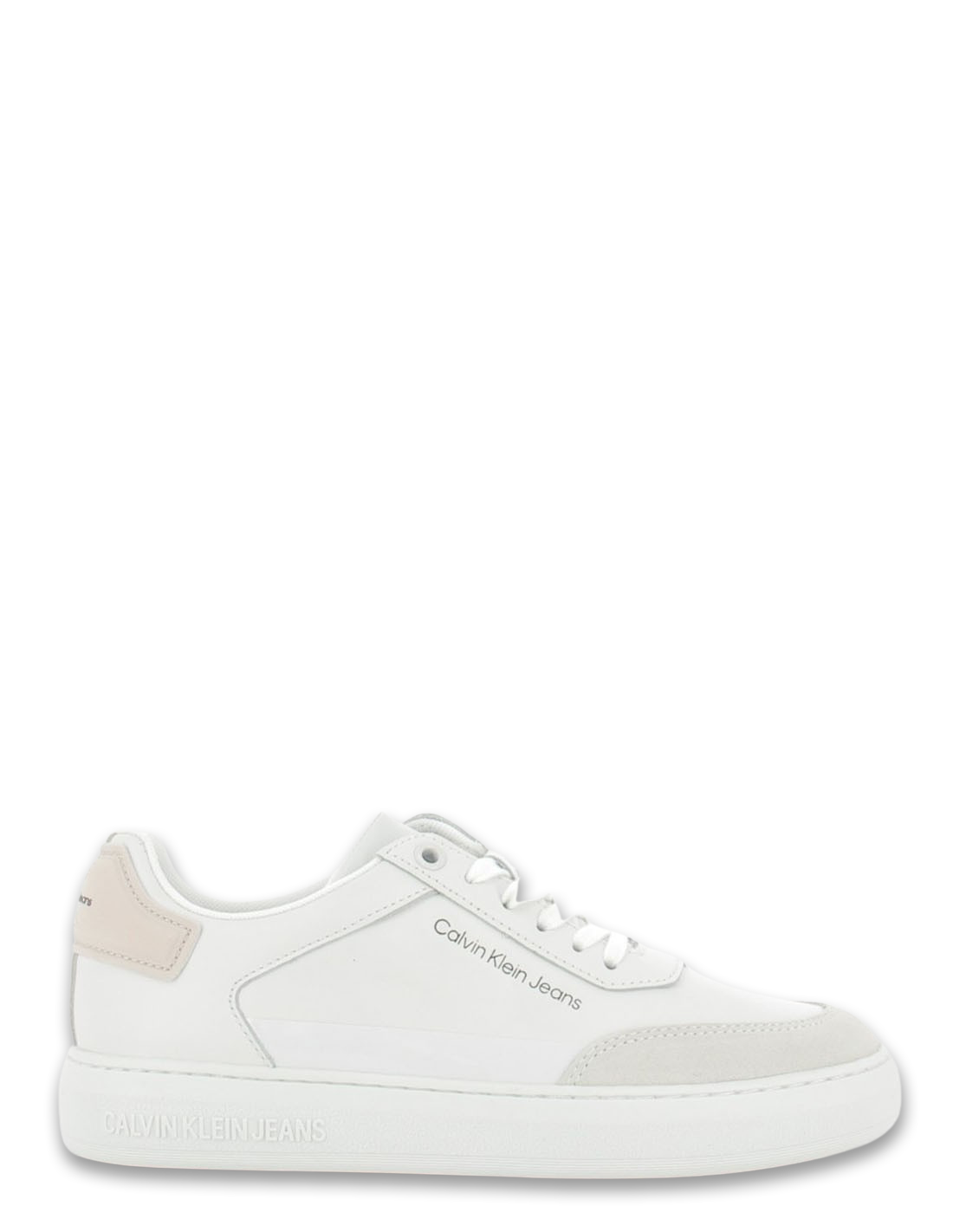 calvin klein baskets de ville femme casual cupsole cuir blanc/rose