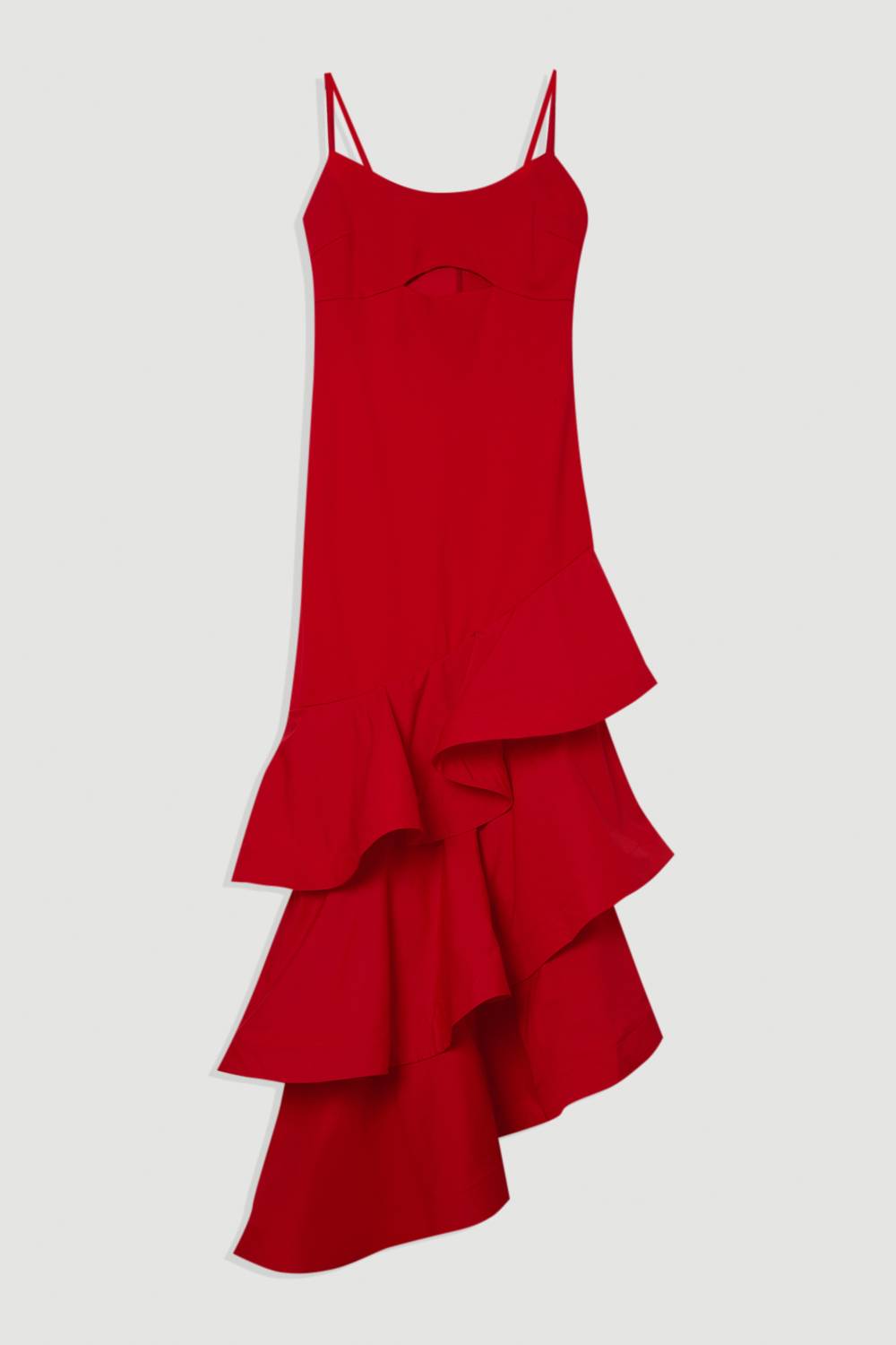 KarenMillen Robe Maxi en jersey Ponte de coton à ourlet à volants