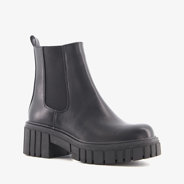 Blue Box dames chelsea boots met hak zwart