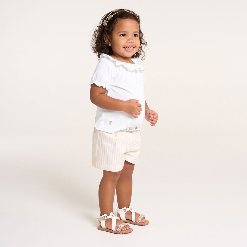 T-shirt col volanté brillant blanc bébé fille Blanc