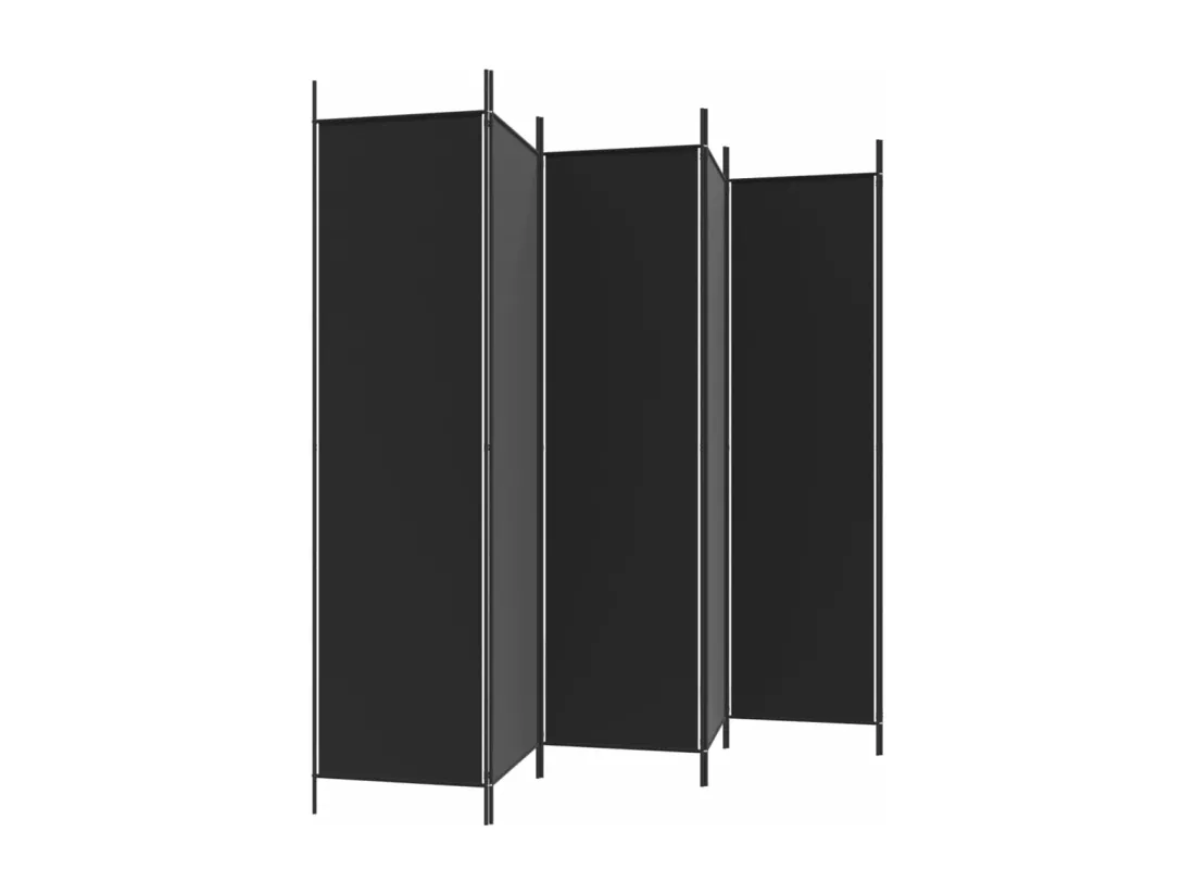 Cloison de séparation 6 panneaux Noir 300x200 cm Tissu