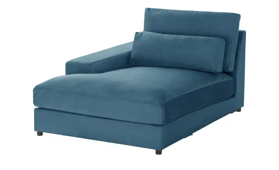 Element Branna Blau Samt Ottomane links