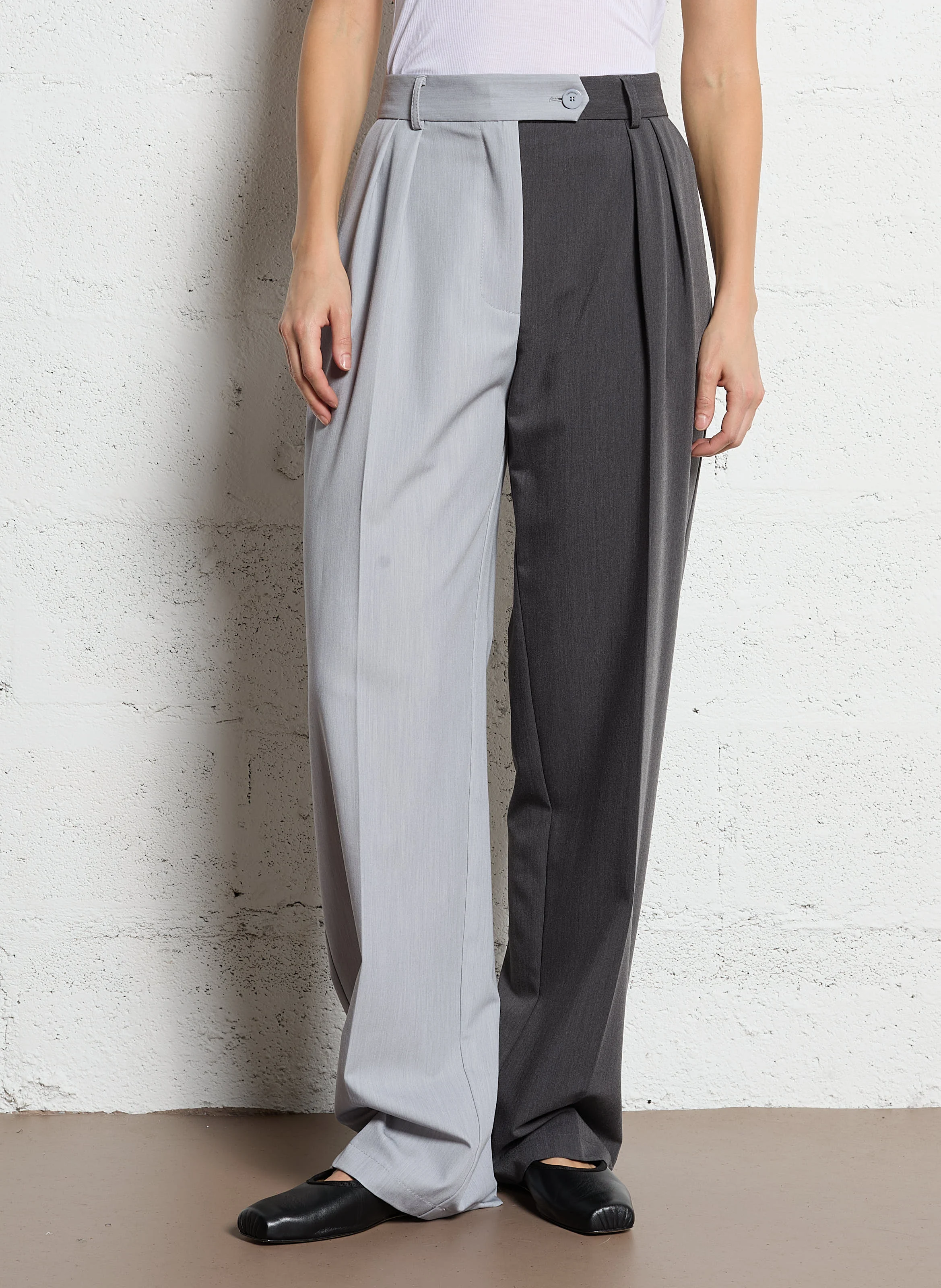 Pantalon large| Gris