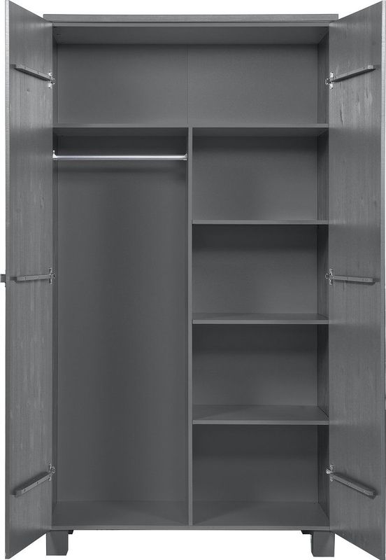 WOOOD Dennis Kast - Staal Grijs - Grenen Geborsteld - 111x202x55