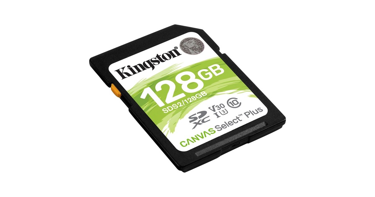 KingstonCanvas Select Plus SDXC 128 GB geheugenkaart  (Zwart, SDS2/128GB, Class 10 UHS-I U3)