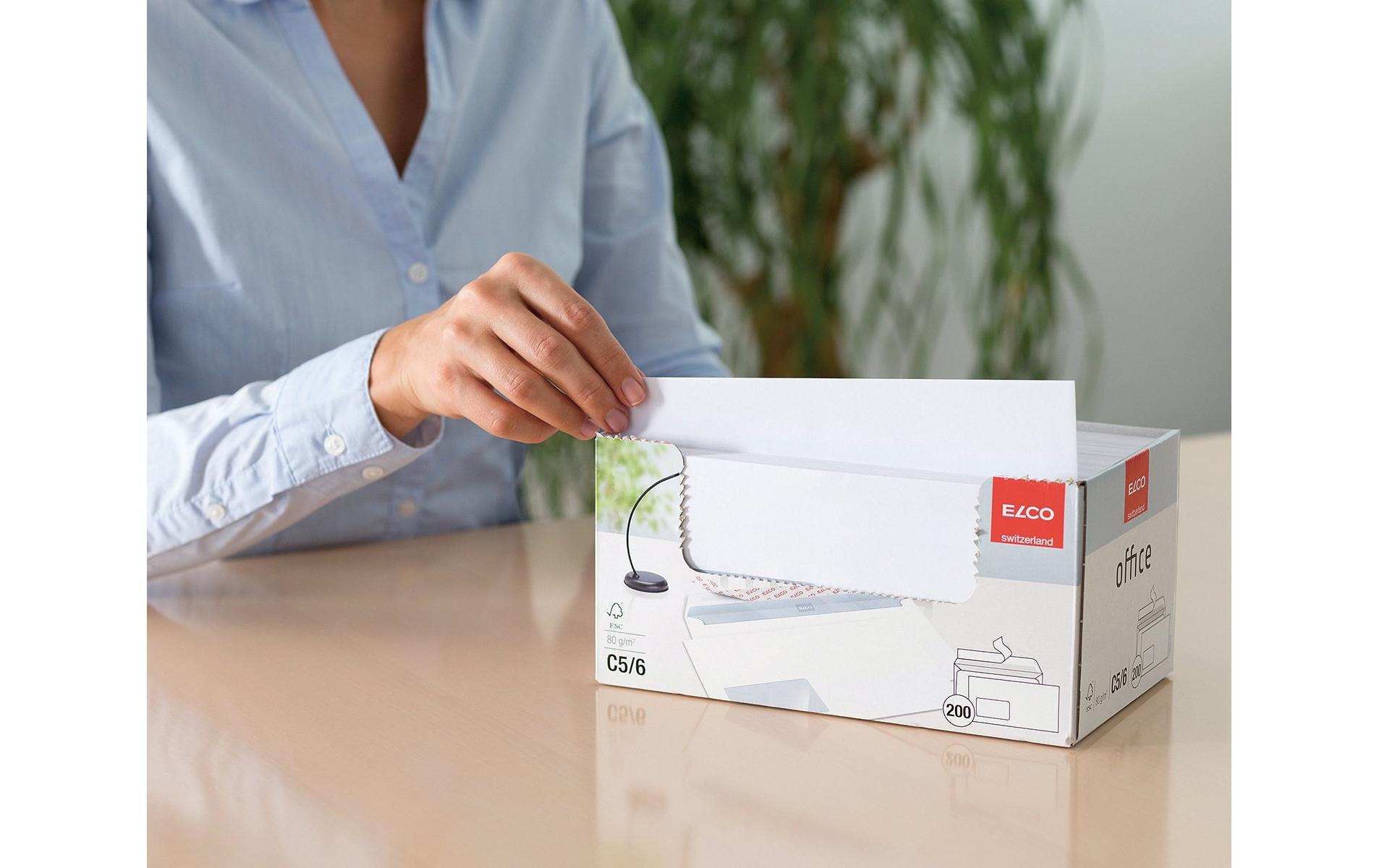 Couvert Office Box C5/6 mit Fenster links, 200 StückKuvert C5/6 in praktischer Entnahme-Box
