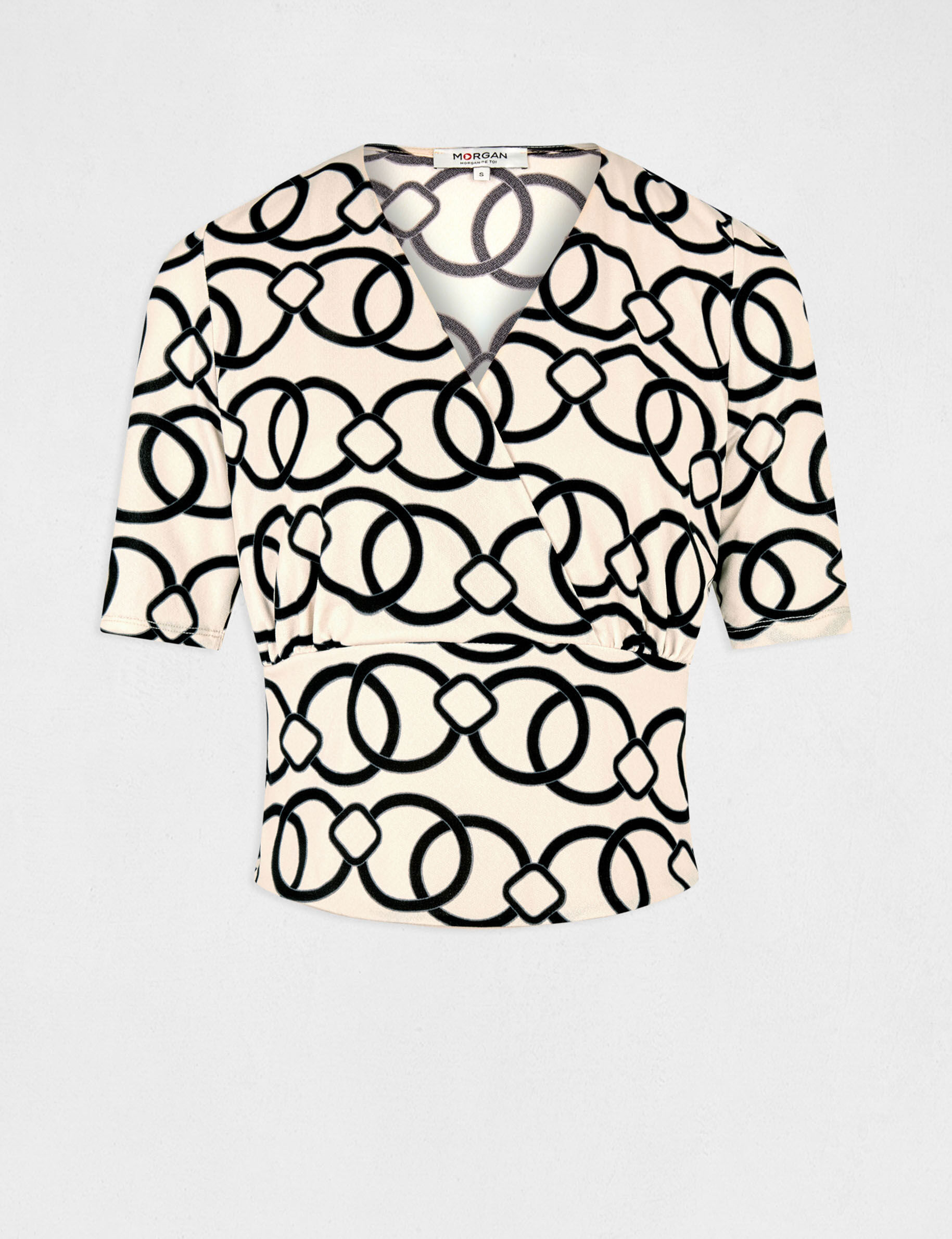 T-shirt manches courtes imprimé chaîne multico femme - multico