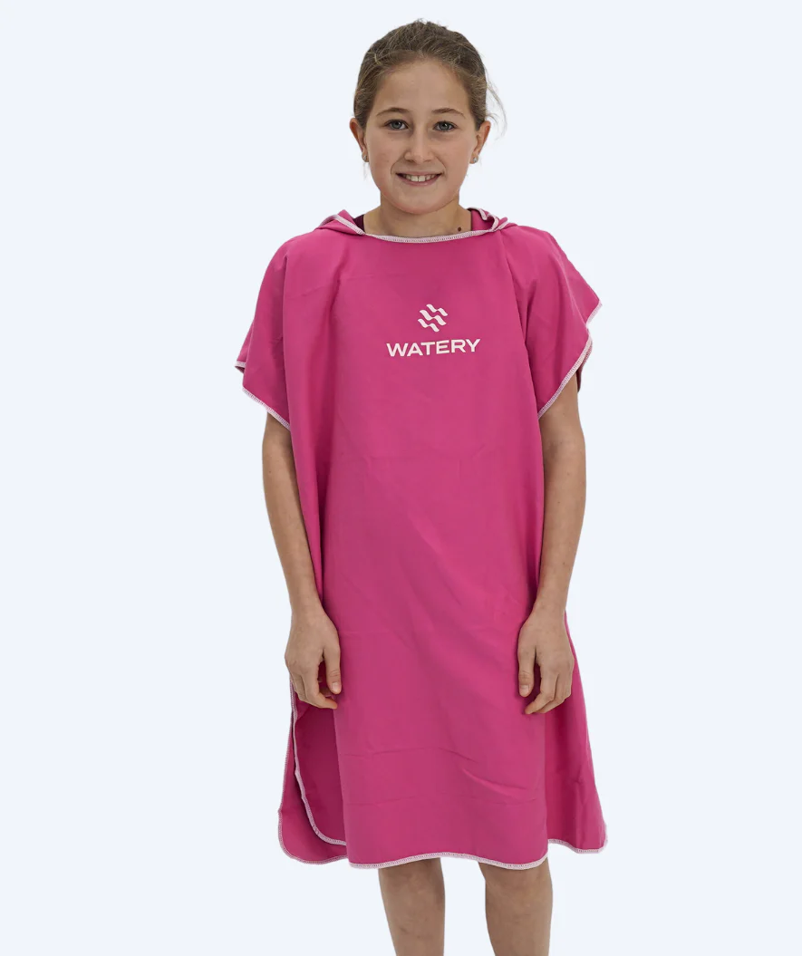 Watery badeponcho til junior - Microfiber - Pink