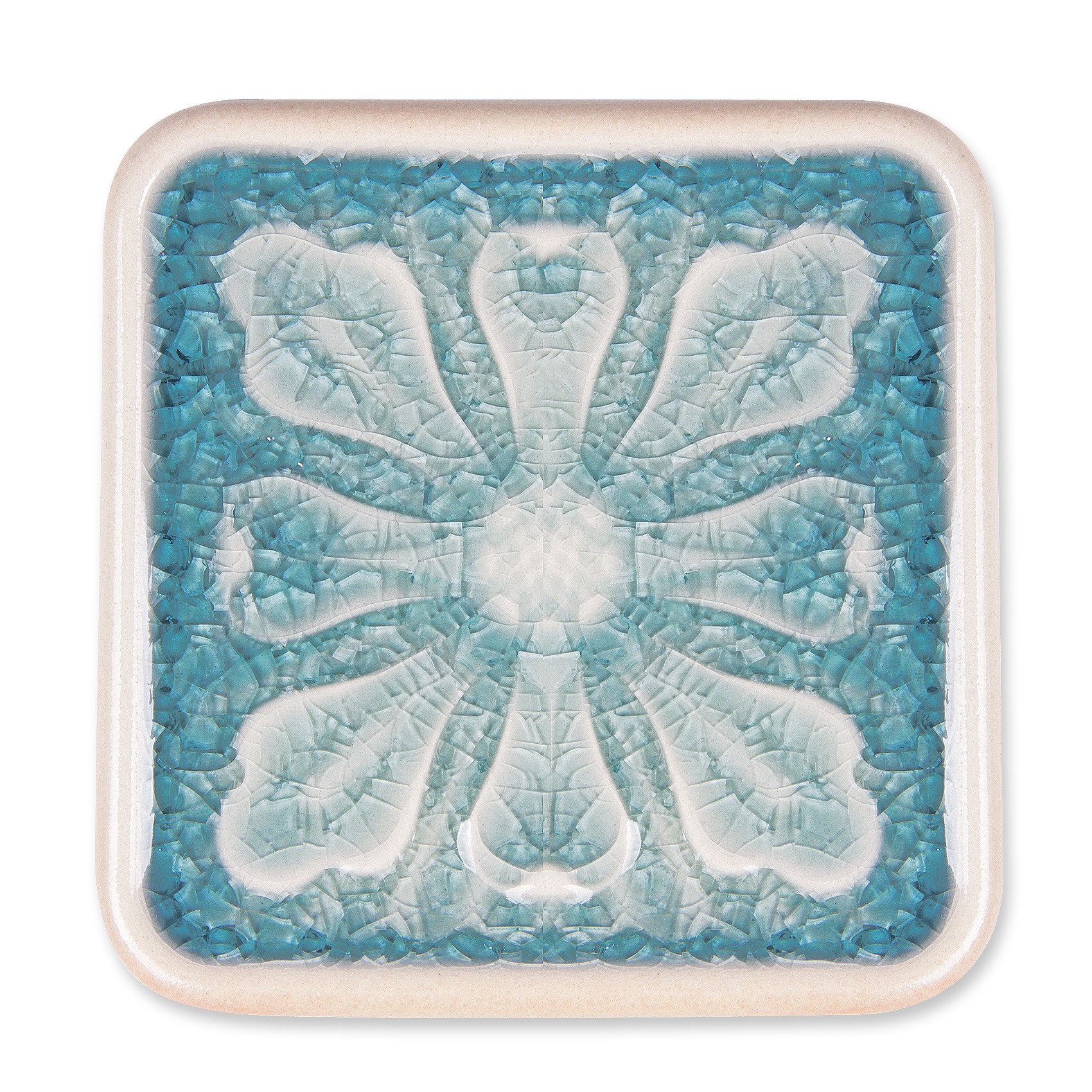 Untersetzer 'Blatt', blau, L 10 cm, B 10 cm, H 1 cm zu 5,00