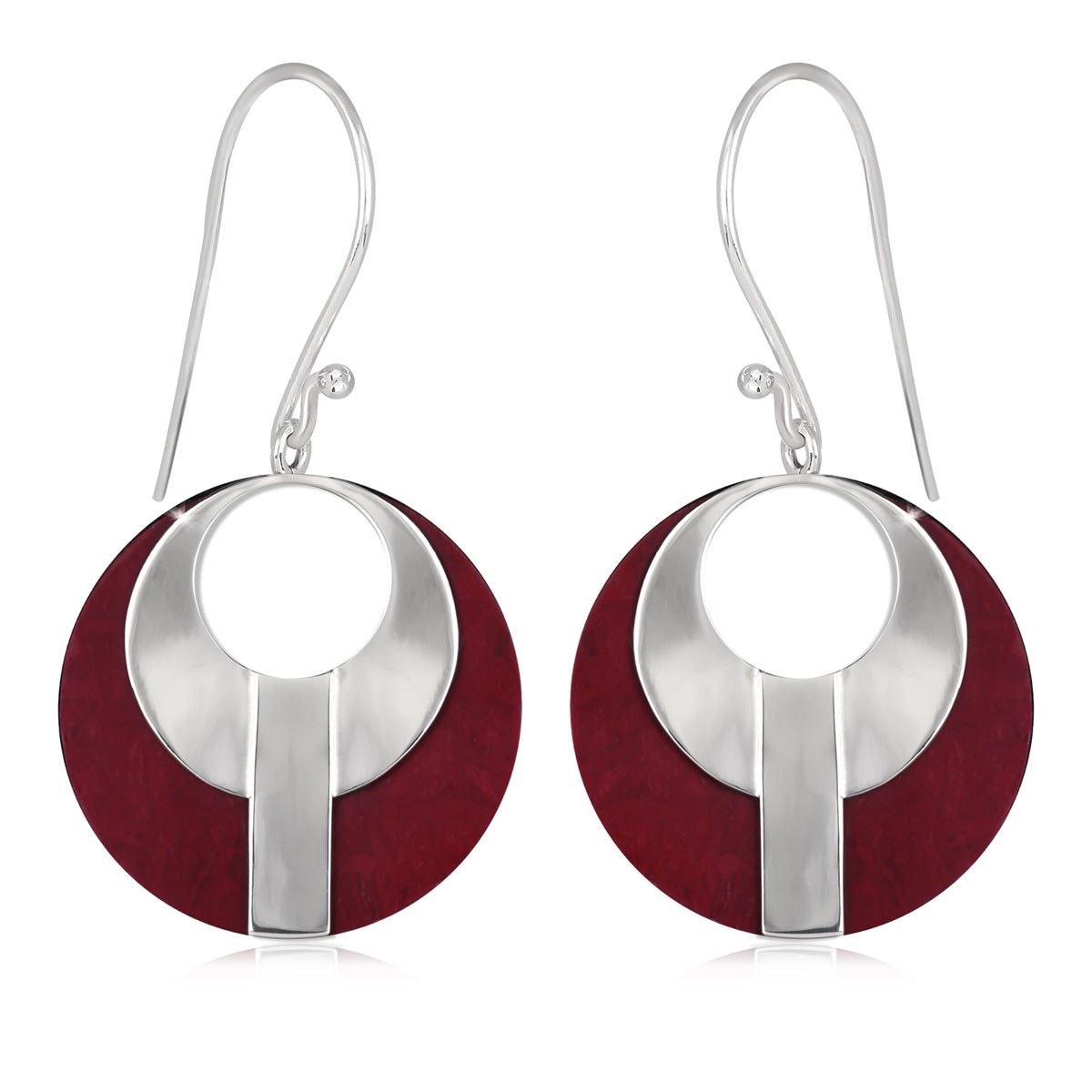 Boucles d'oreille corail naturel Argent massif 925 Forme Ronde