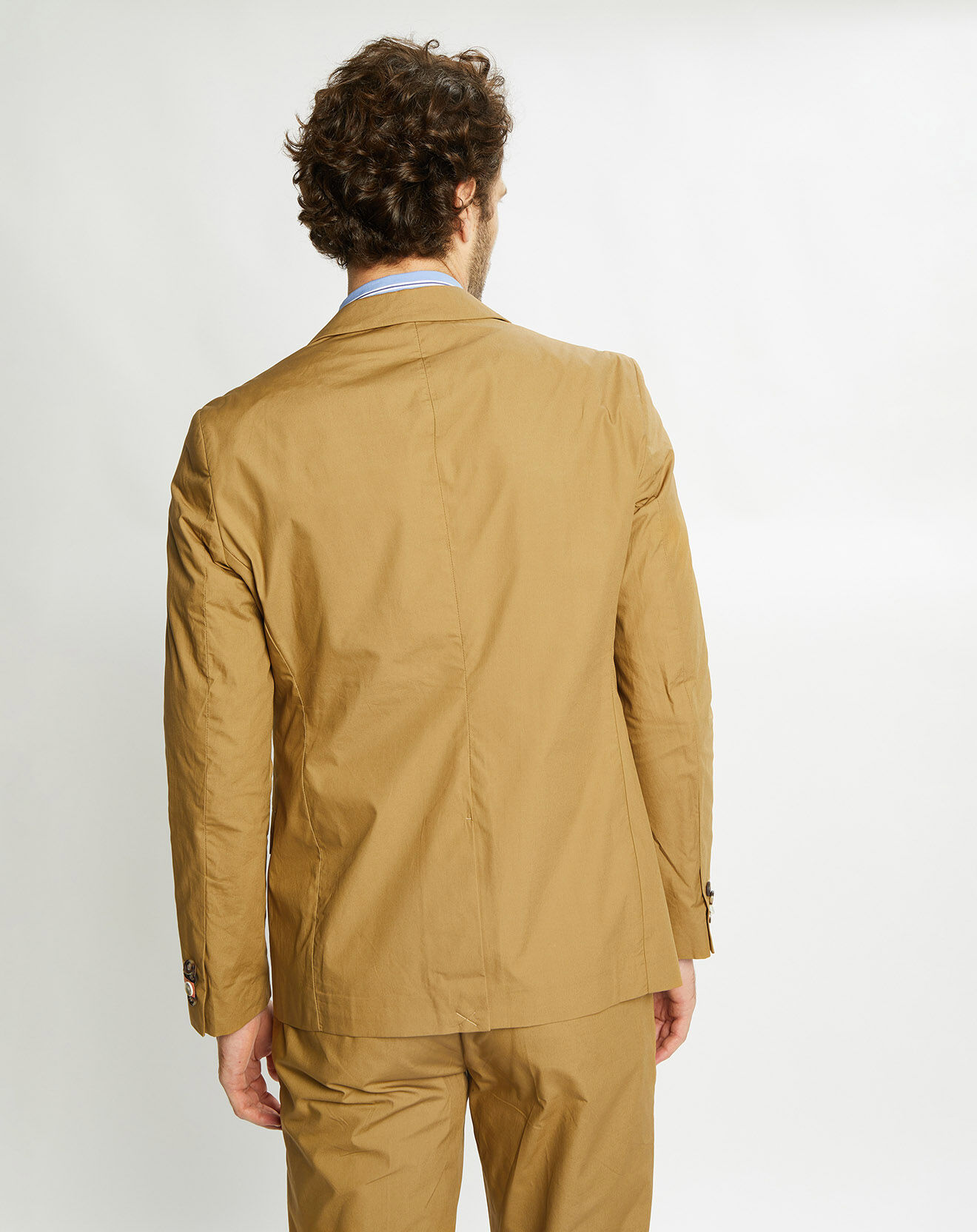 Scotch & Soda Veste Cintrée en Popeline Stretch 2 boutons camel