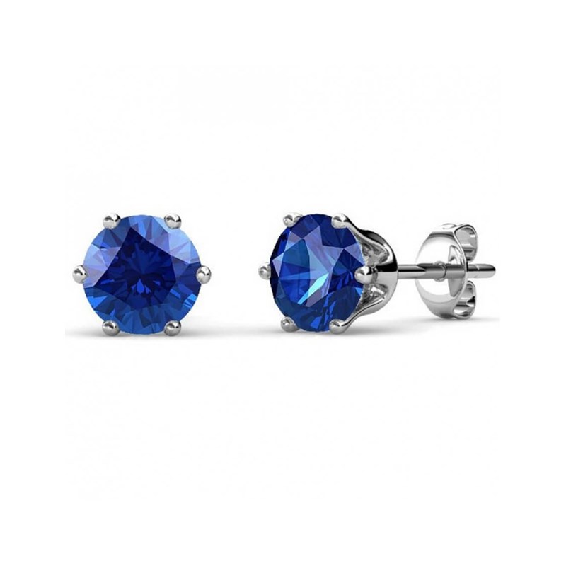 Boucles d'oreilles Birth Stone Septembre - Argenté et Marine