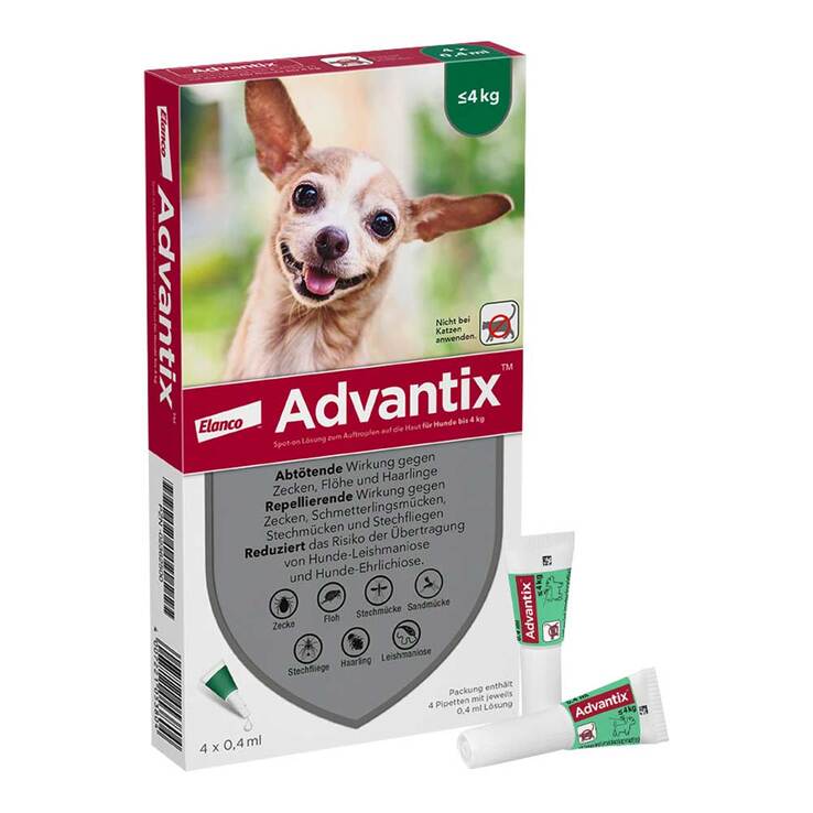 Advantix Spot-on Hund bis 4 kg Lösung, 4 St