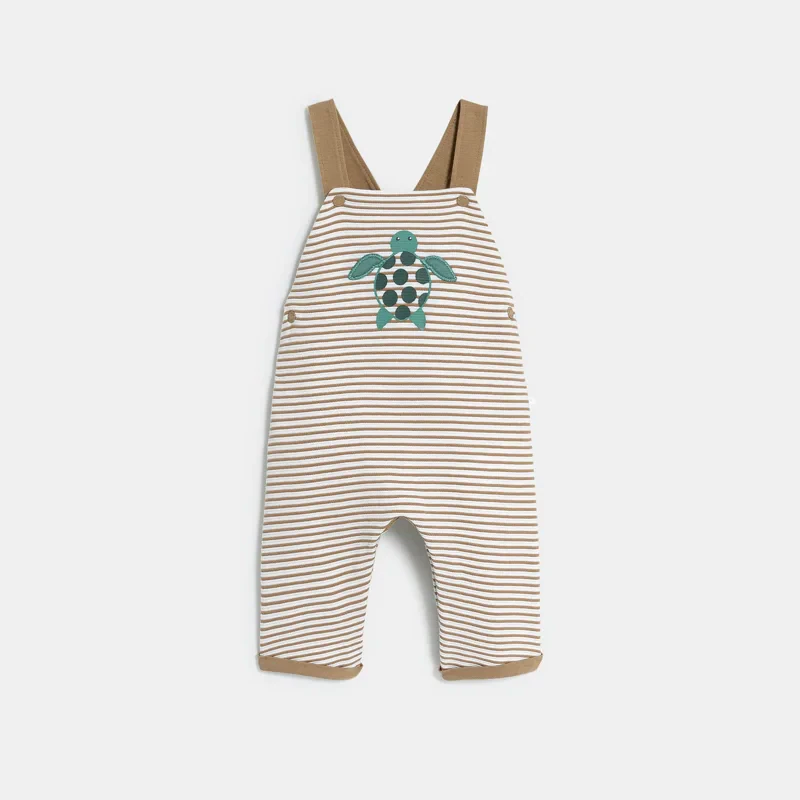 Salopette fantaisie rayée et body beige bébé garçon Beige