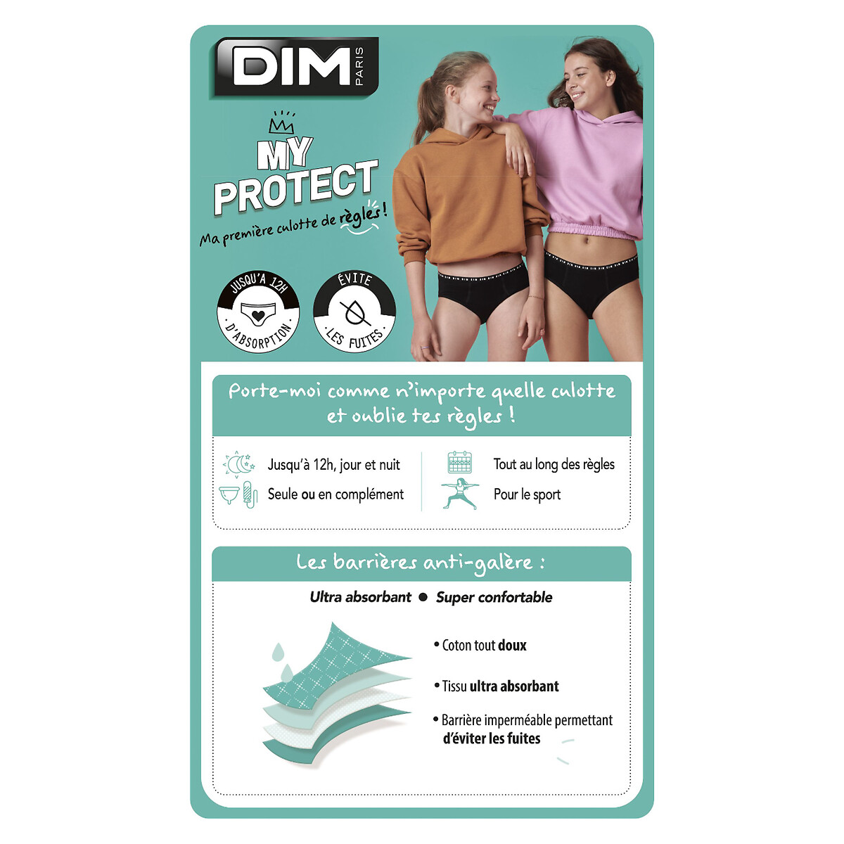 DIM<br>Calcinhas menstruais, fluxo intenso, tamanho infantil