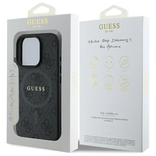 iPhone 16 Pro Max MagSafe Leder Hardcase Hülle 4G Ring Classic Logo (GUHMP16XG4GFRK) - Schwarz