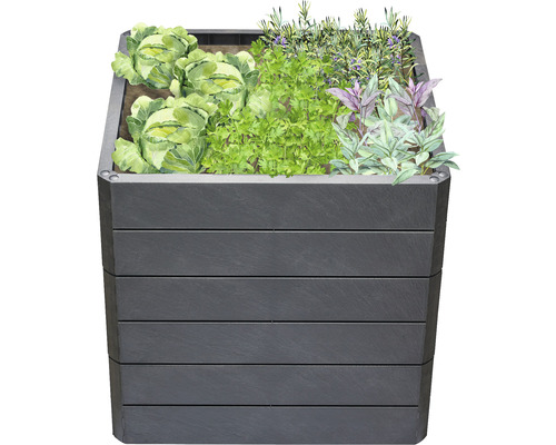 Klassieke verhoogde tuinbak GARANTIA ERGO Quadro L 75 incl. Flora waterbesparend systeem 80 x 80 x 75 cm steen