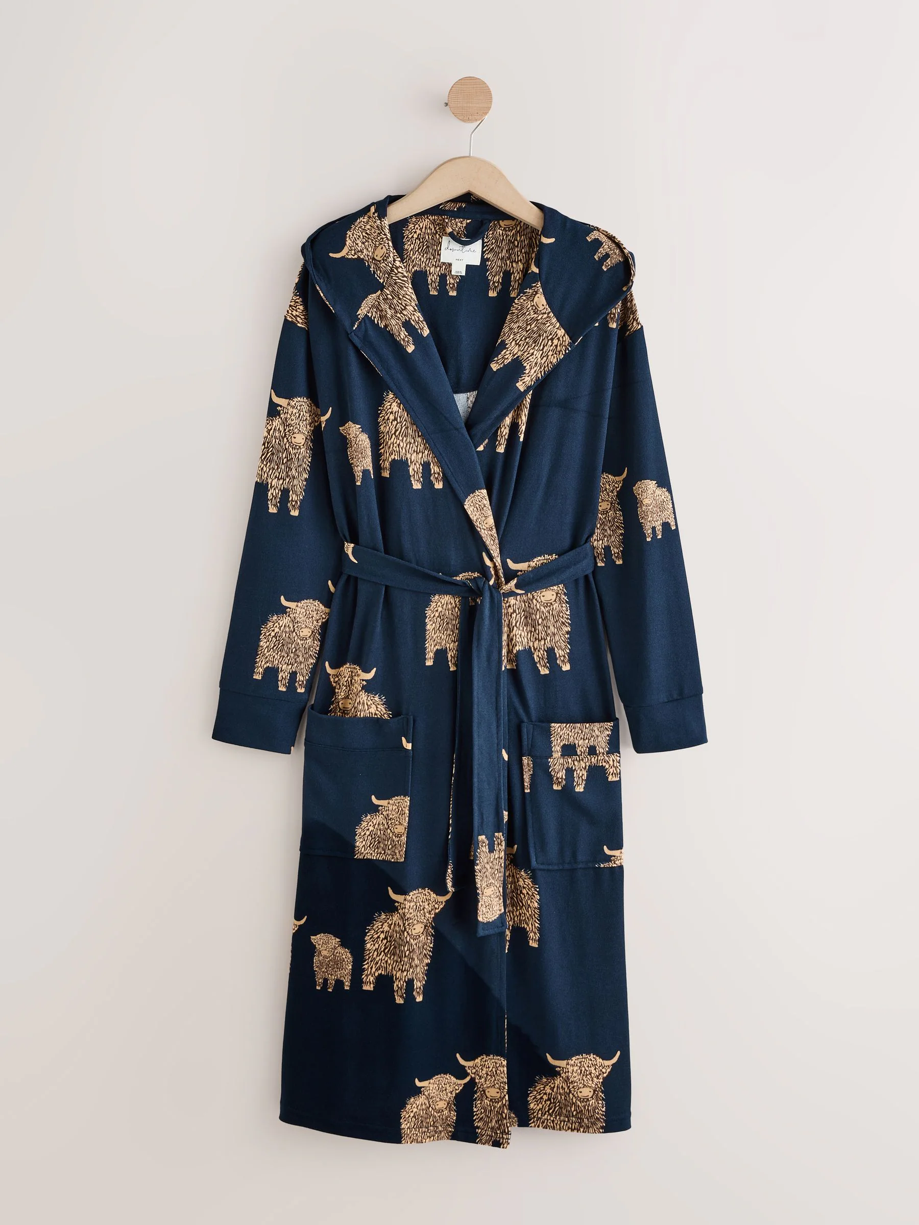 Navy Hamish The Highland Cow - Cosy Lightweight Dressing Gown
