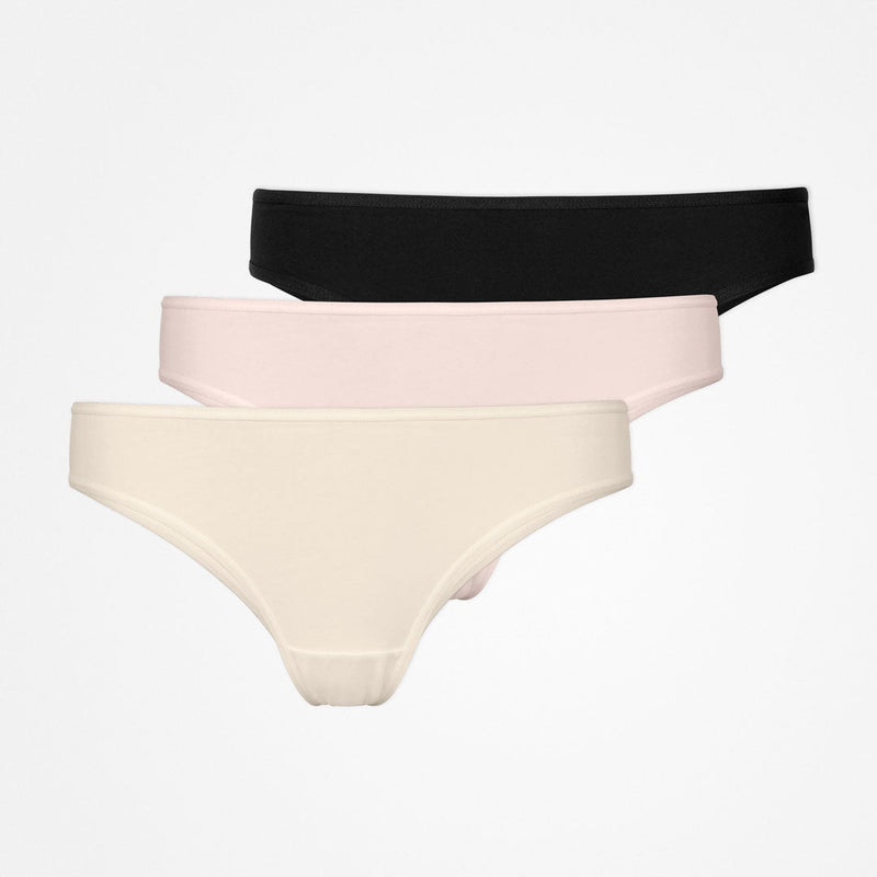 Brazilian Slips aus Bio-Baumwolle Mix (Hellbeige/Rose/Schwarz)