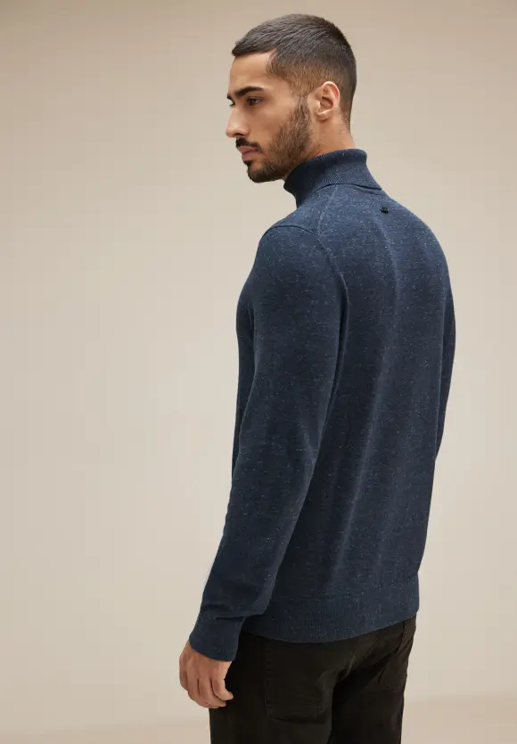Basic Rollkragen Pullover - eclipse blue melange