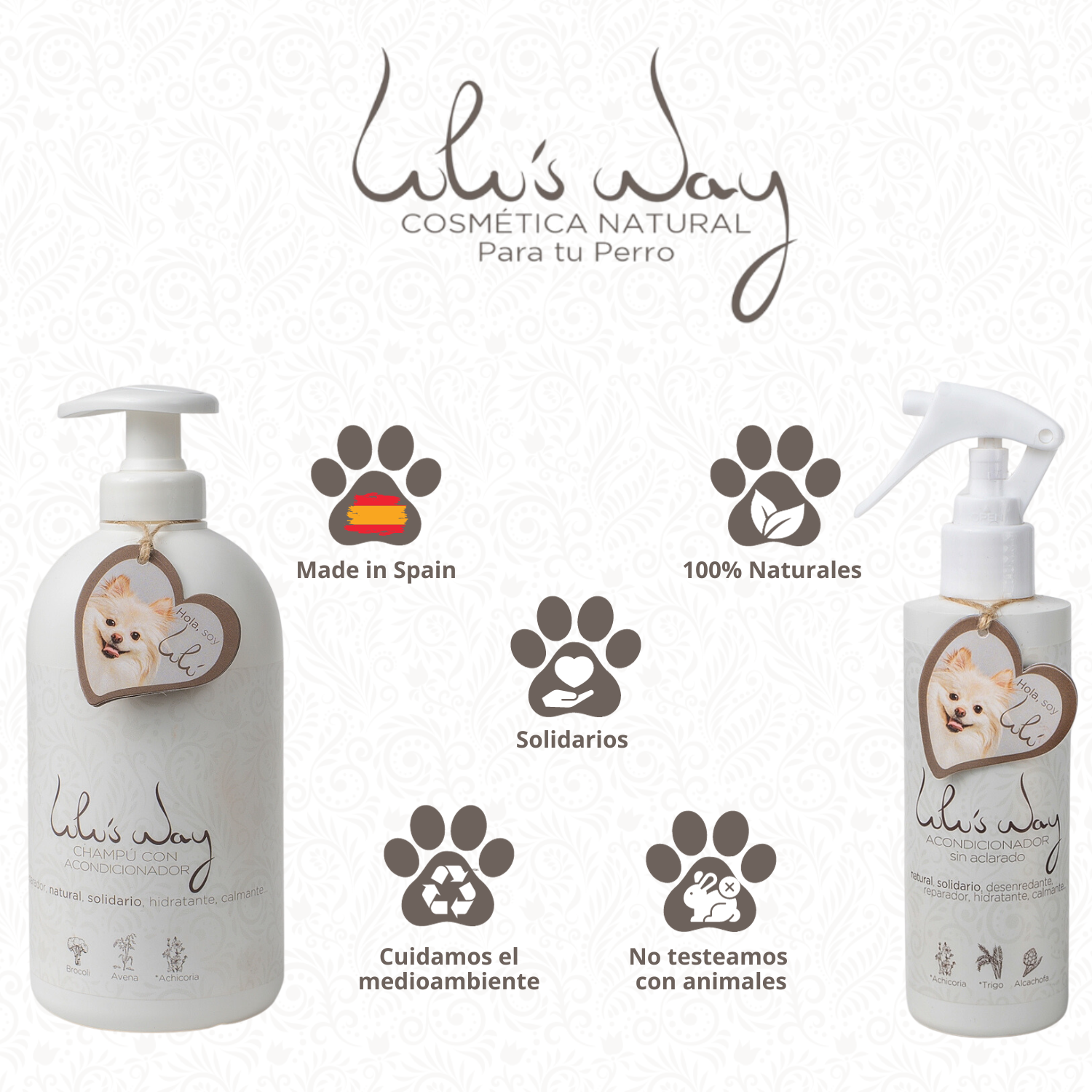 Shampoo natural para cães com condicionador + condicionador sem enxágue para cães