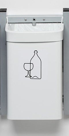 PROREGAL Robuuste afvalbak, 1 compartiment, met wandbeugel, 15 liter, HxBxD 42,5 x 31 x 23 cm, gegalvaniseerd staal, wit