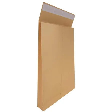 Idena Faltentasche DIN C4 braun, haftklebend, 4cm Klotzboden, OF, 130g/qm, 100 Stück