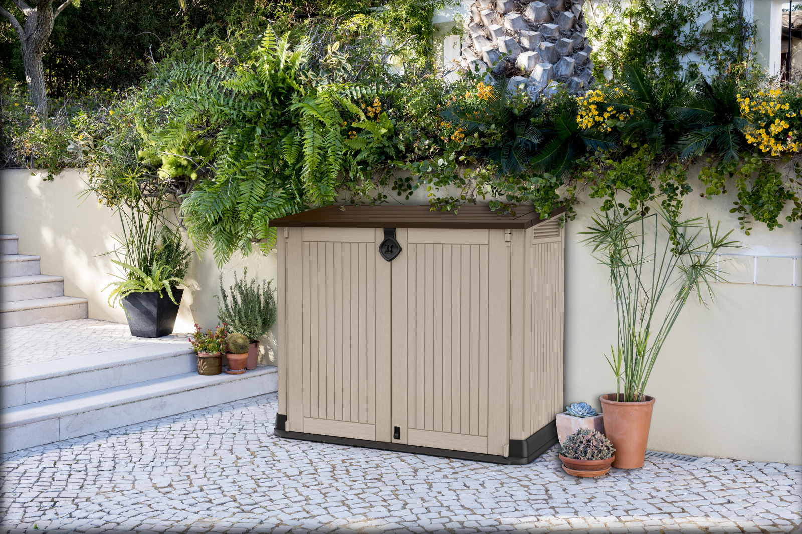 Universalbox für den Garten - braun-beige - 2x120 Liter