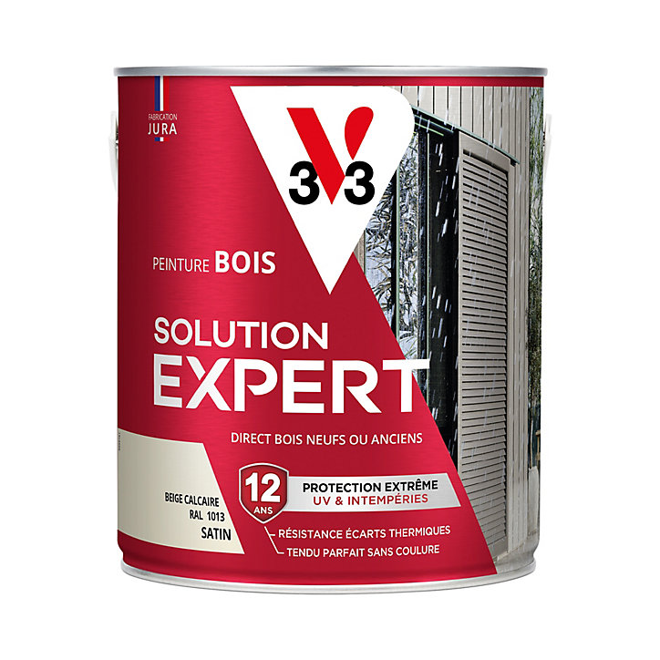Peinture extérieure bois Solution expert beige calcaire satin V33 2,5L