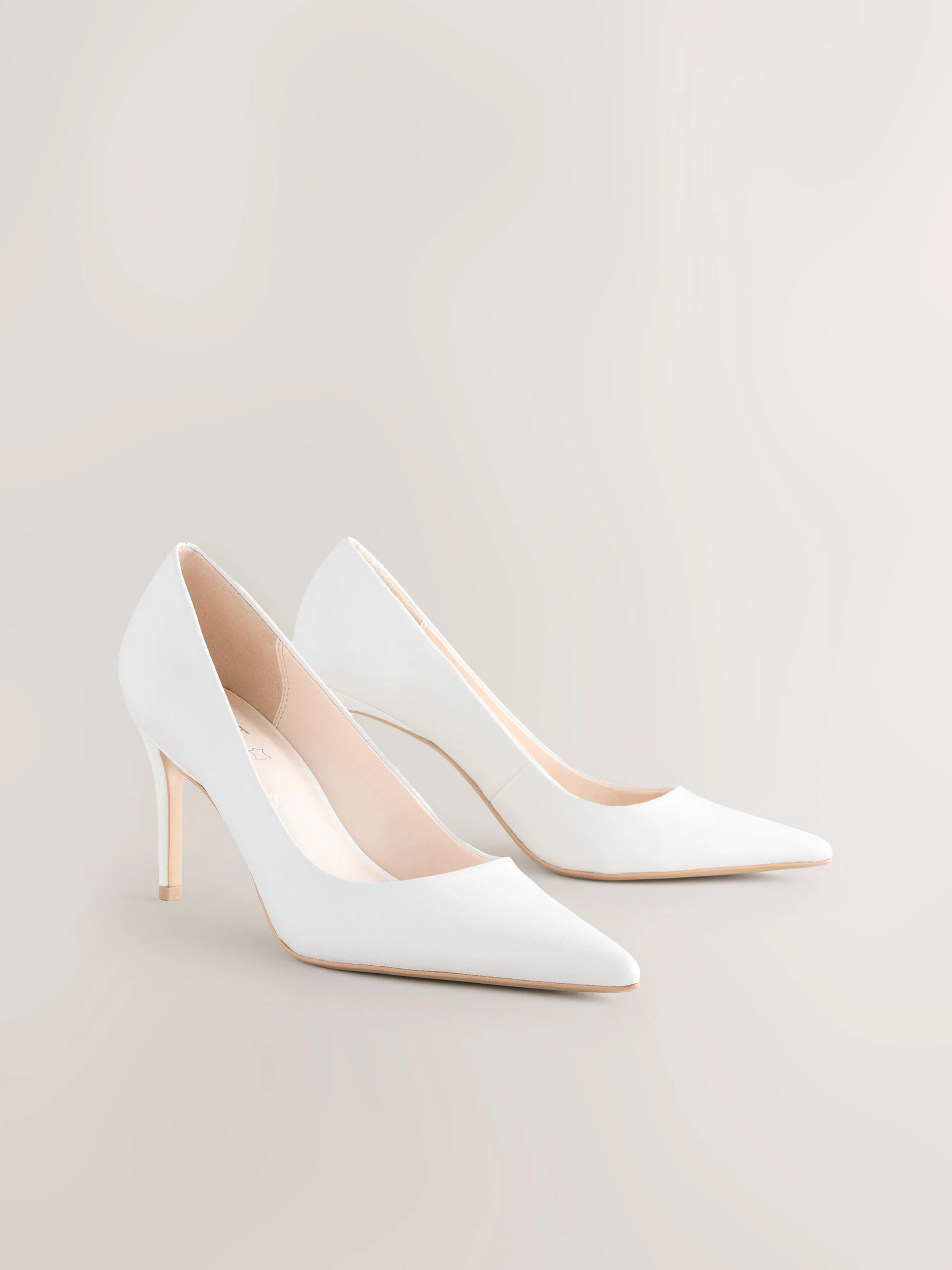 Wit - Leren mid-court pumps