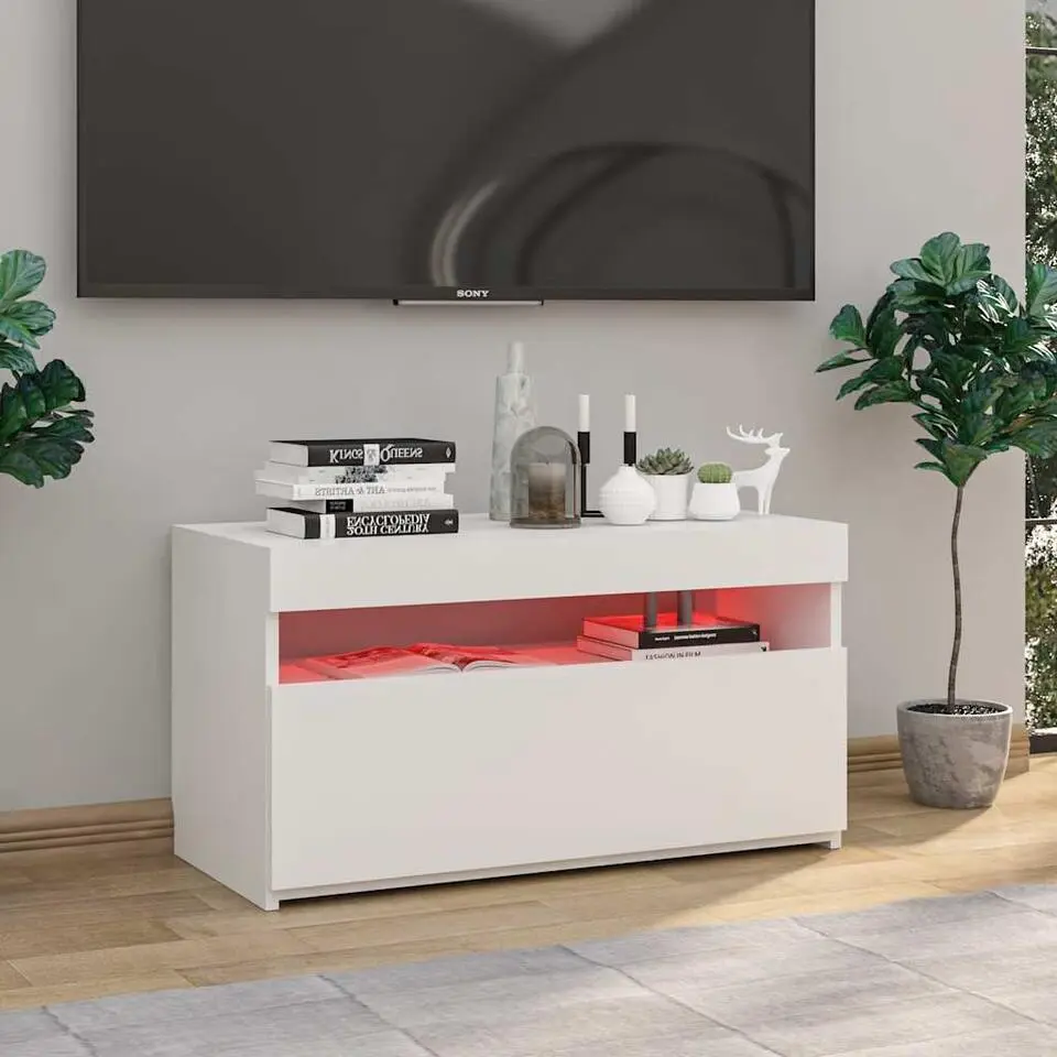 vidaXL - Tv-kast - Wit - Bewerkt hout